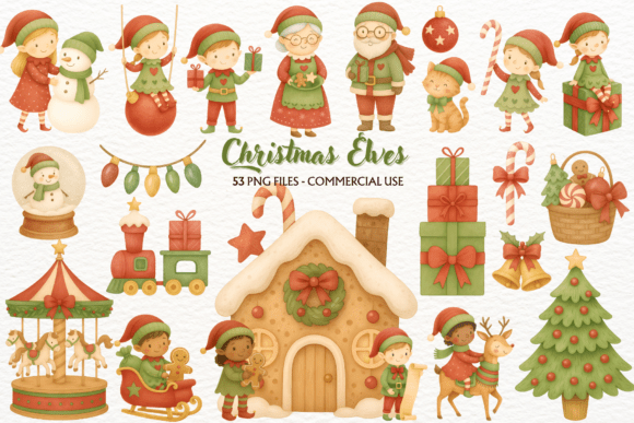 Download Watercolor Christmas Elves PNG Clipart - Art Collection