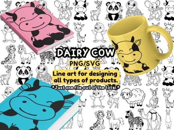 Download Dairy Cow Line Art – PNG &amp; SVG - Art Collection