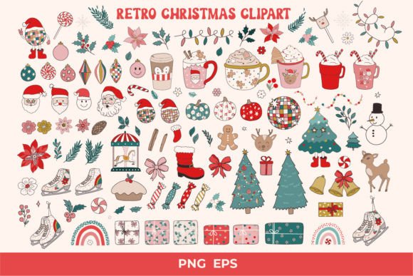 Download Retro Groovy Christmas Clipart EPS,PNG - Art Collection