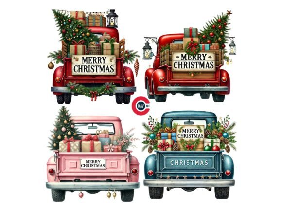 Download Vintage Christmas Truck Clipart - Art Collection