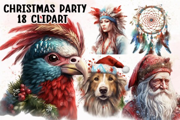 Download Boho Christmas Party Clipart Bundle - Art Collection