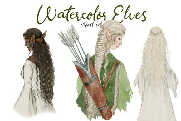 Download Watercolor Elves Hand-drawn Clipart Pack - Art Collection