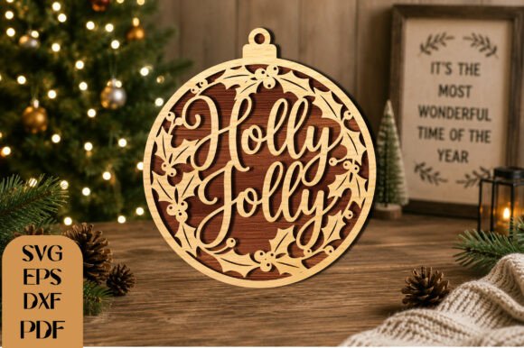Download Holly Jolly Christmas Laser Cut SVG - Christmas laser cut Collection