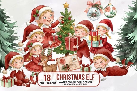 Download Christmas Elf Clipart PNG Bundle - Art Collection