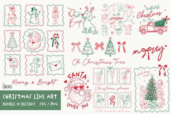Download Christmas Svg Png Line Art Bundle - Art Collection