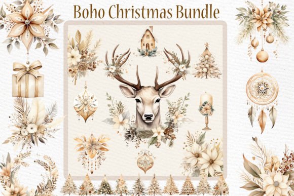 Download Boho Christmas Clipart Bundle Cozy - Art Collection