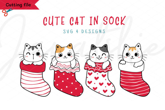 Download Christmas Cat SVG, Cat Santa Sock Svg - Christmas cat svg Collection