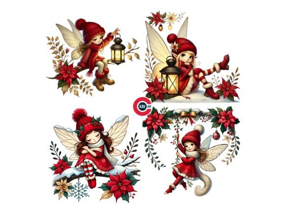 Download Cute Red Christmas Fairy Clipart - Art Collection
