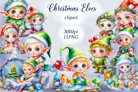 Download Watercolor Christmas Elves Clipart - Art Collection