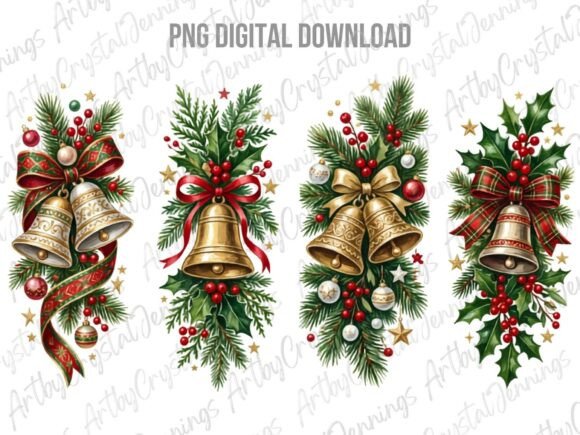 Download Christmas Bells Watercolor Brushstroke - Bells Collection