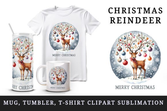 Download Christmas Reindeer Tumbler Mug Clipart - Art Collection