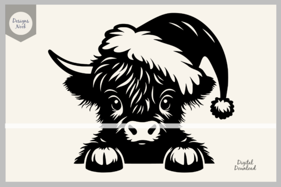 Download Highland Cow Santa SVG Clipart PNG DXF - Art Collection
