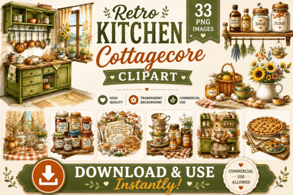 Download Retro Cottagecore Kitchen Clipart - Art Collection