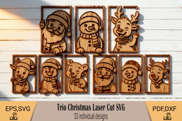 Download Trio Christmas Laser Cut SVG - Christmas laser cut Collection