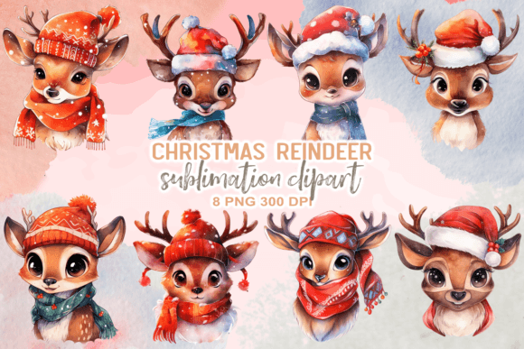 Download Christmas Reindeer Sublimation Clipart - Art Collection