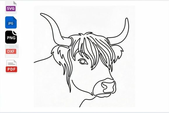 Download Highland Cow Line Art SVG Cut File - Art Collection