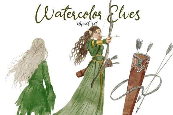 Download Watercolor Elves Hand-drawn Clipart Set - Art Collection